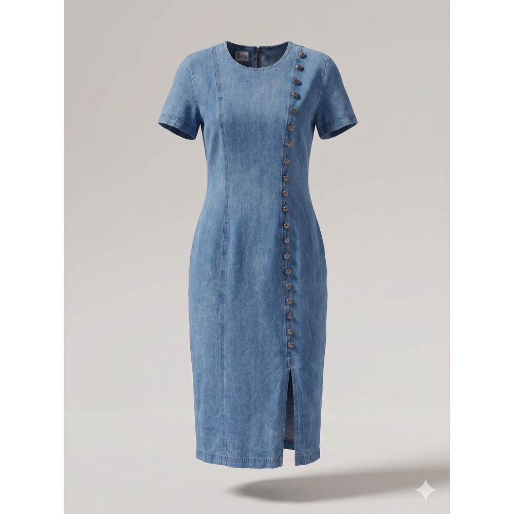 Nina Piccalino Womens 6 Cottagecore Western Cowboy Boho Button Slit Midi Dress